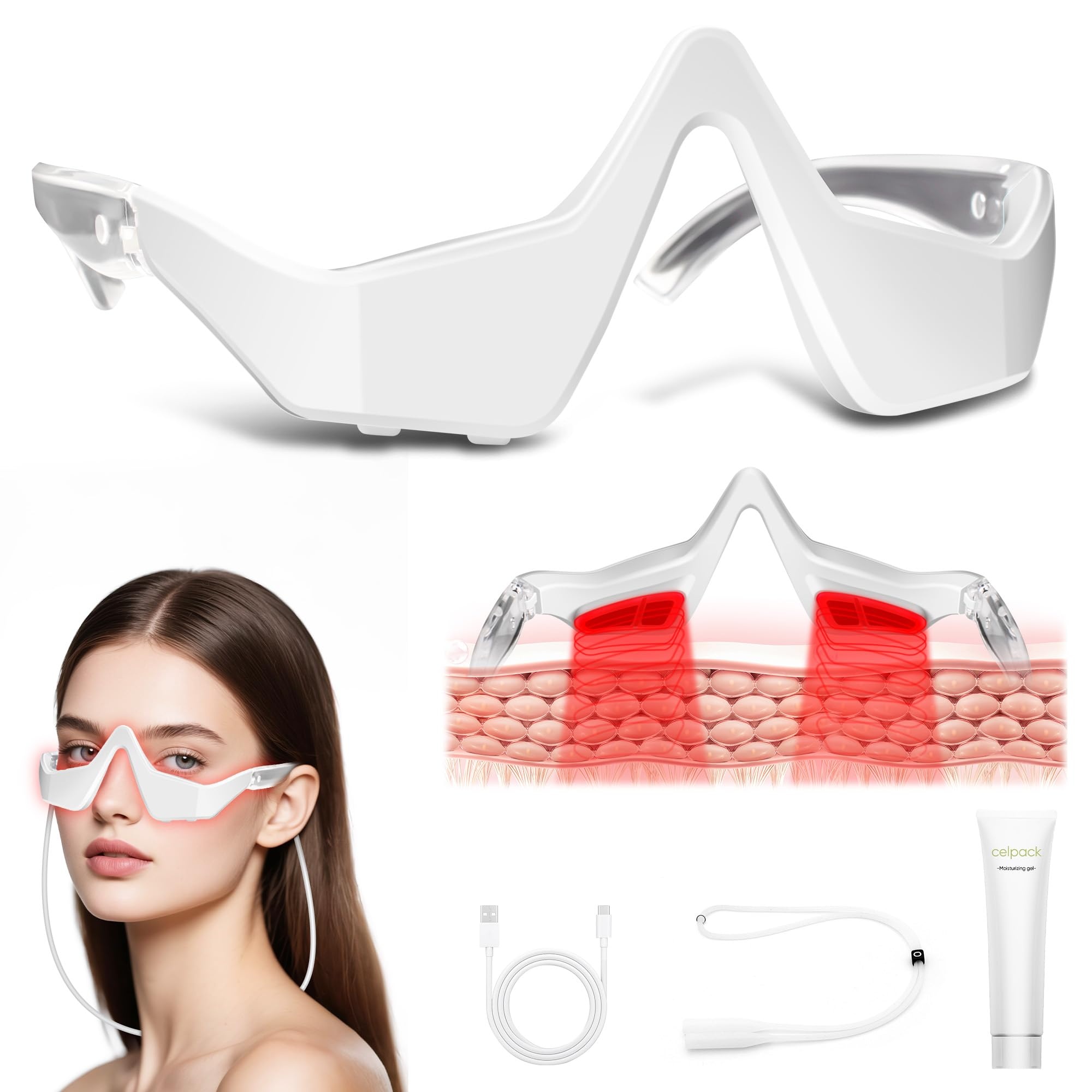 Light Therapy Glasses - EMS Rood Licht Oogmassagebril Elektrische Microstroom