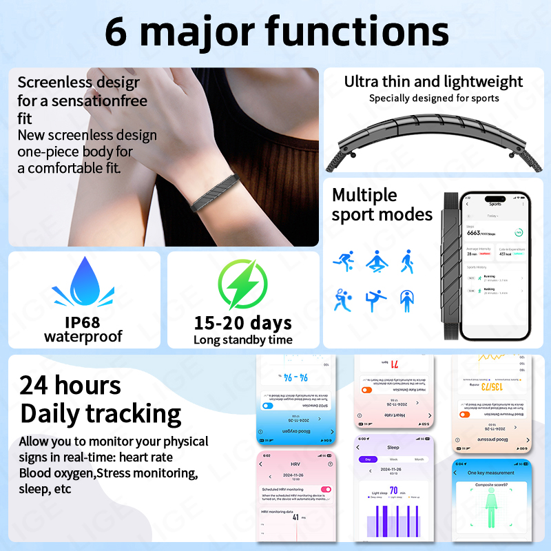 LIGE NO Screen Smart Bracelet  - Fall Detection Watch recensie en prijs